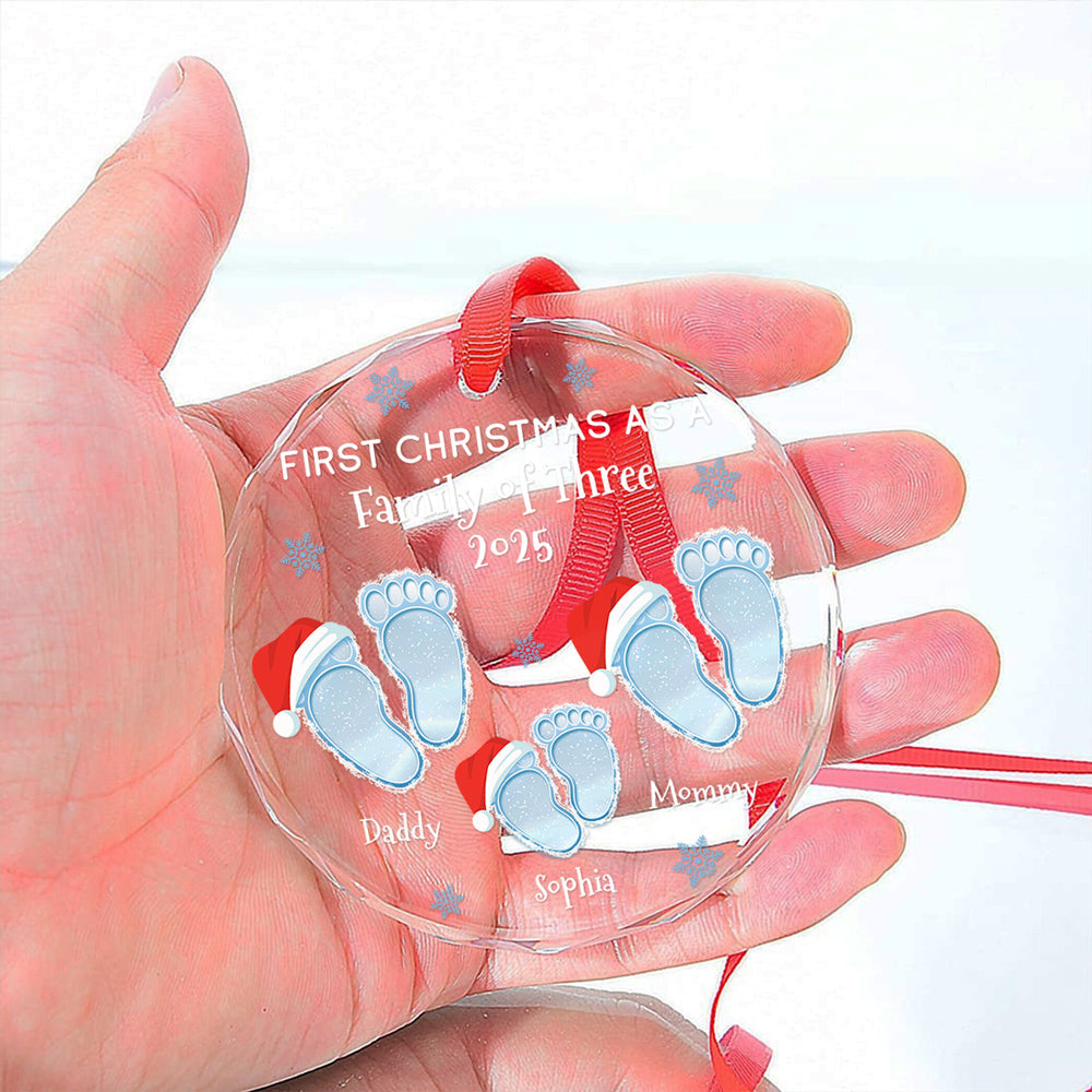 Custom Family First Christmas Ornament •  Noel Family - Personalized Glass Ornament