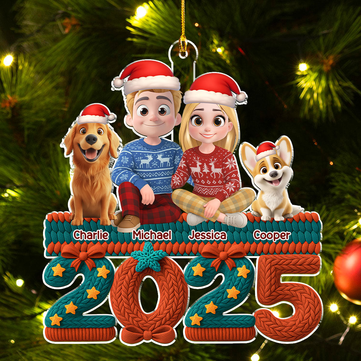 Custom Keepsake Christmas Ornament •  Jolly Year - Personalized 3D Effect Acrylic Ornament