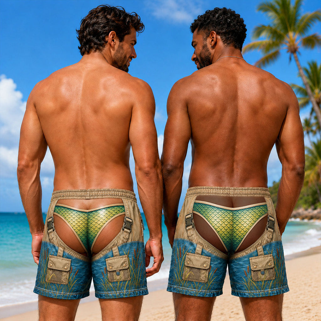 Custom Funny 3D Body Swim Trunks for Men, Birthday Summer Gift • Merman Vibes - Personalized Beach Shorts