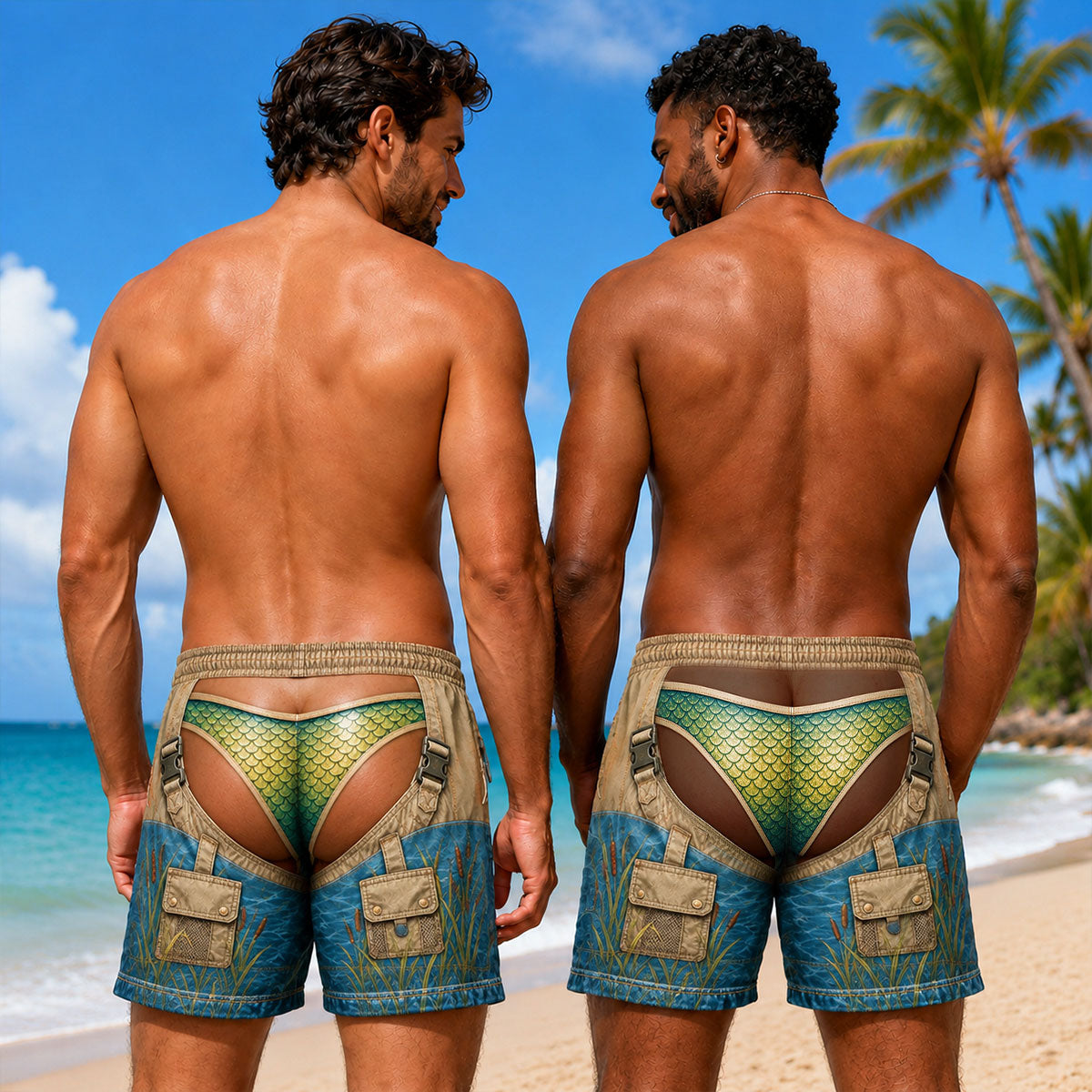 Custom Funny 3D Body Swim Trunks for Men, Birthday Summer Gift • Merman Vibes - Personalized Beach Shorts