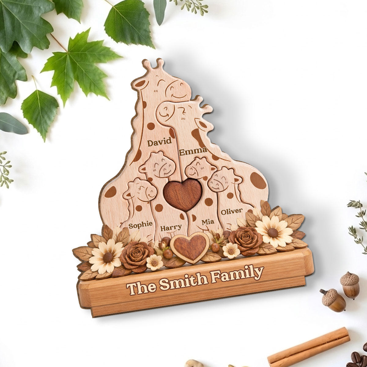 Custom Mother's Day Decor, Gift for Mom & Grandma • Warm Hug - Personalized 2-Layer Wood Plaque With Flat Base