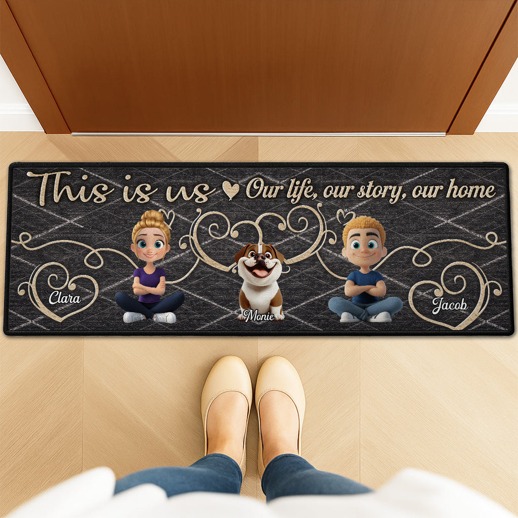 Custom Family Name Rug, Housewarming Birthday Gift For Family Members • Home Sweet Home - Personalized Runner Rug