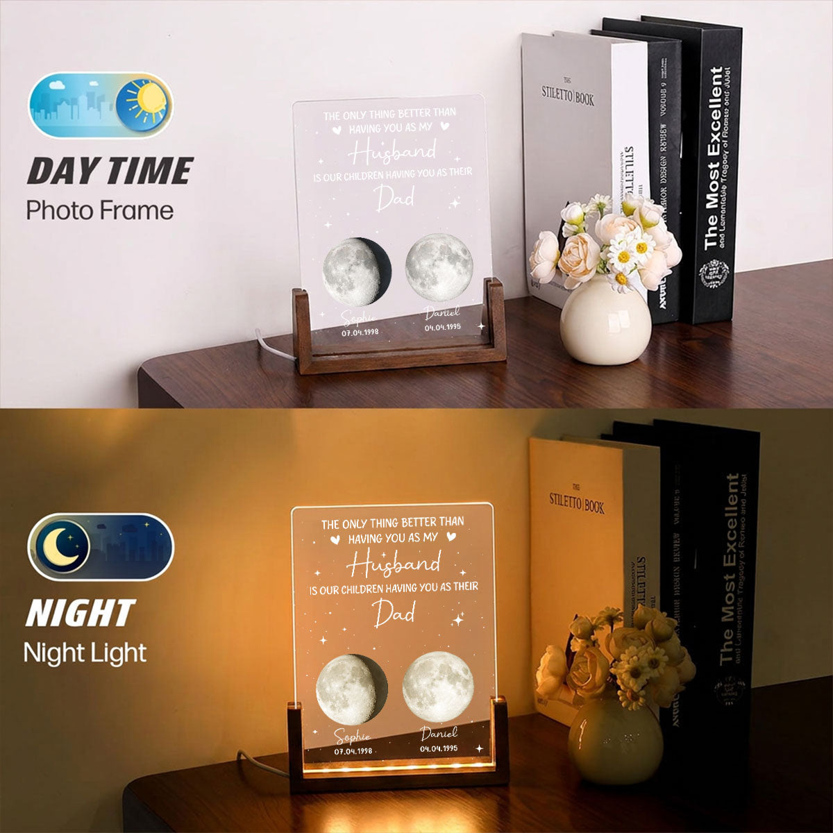 Custom Father's Day Gift for Dad Grandpa • A Great Father - Personalized Night Light