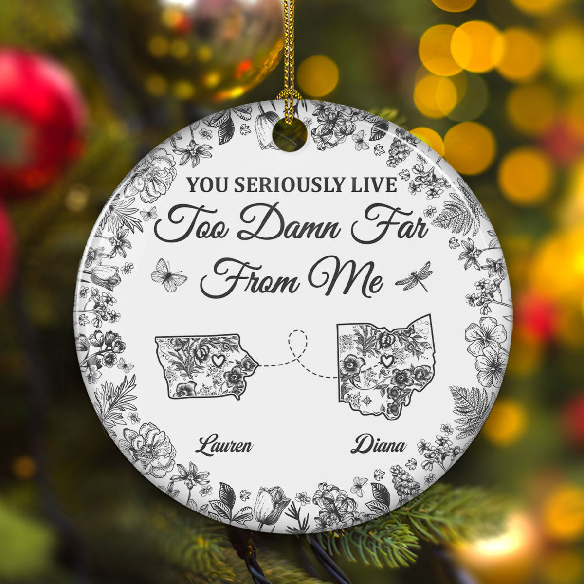 Custom Keepsake Christmas Ornament •  Feels Empty Without You Here - Personalized Ceramic Ornament