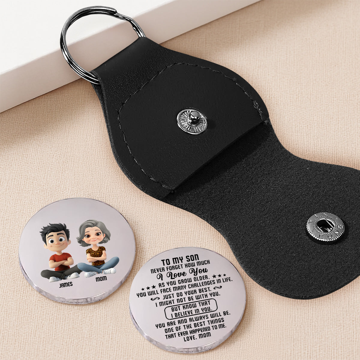 Custom Coin Keychain for Son, Father's Day Birthday Gifts • You Are Strong And Brave - Personalized Pocket Hug