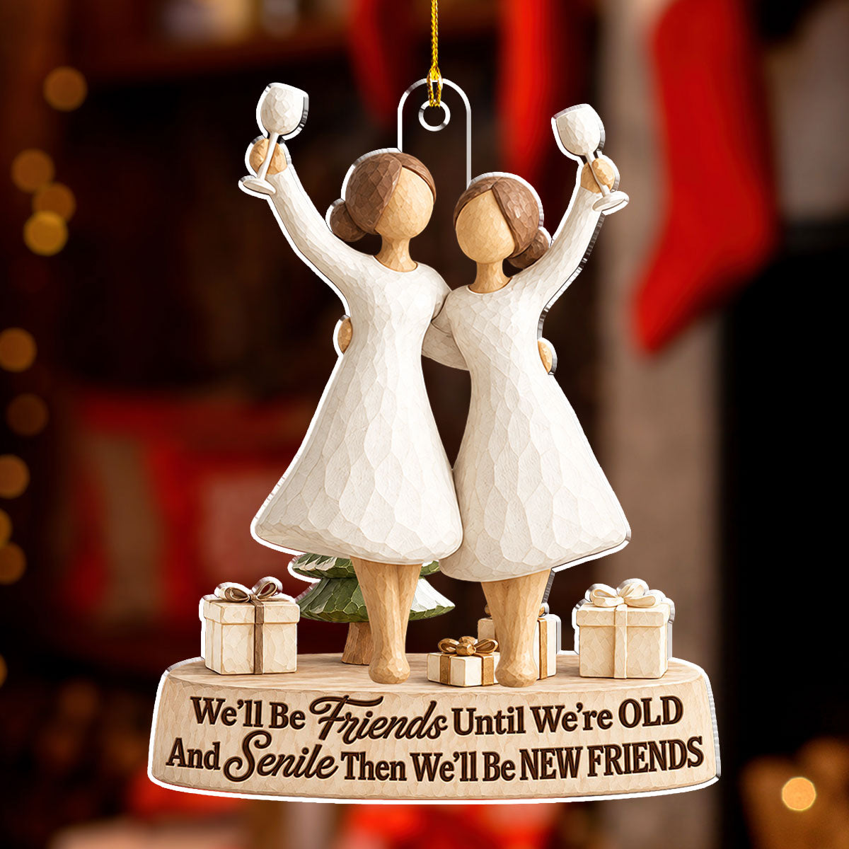 Custom Sister Christmas Ornament •  Old And Senile - Personalized 3D Effect Acrylic Ornament