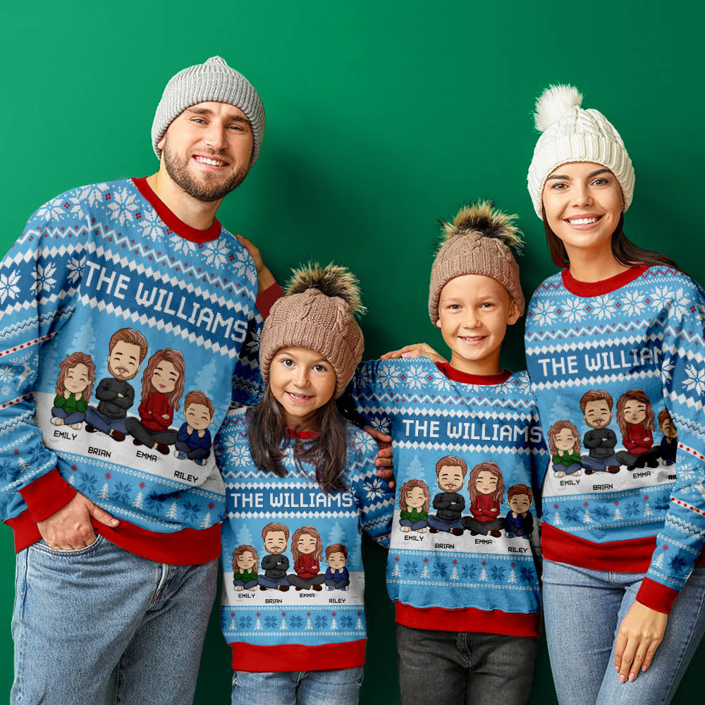 Custom Family Christmas Sweatshirt, Gift for Family Members • Our Family Sweatshirt - Personalized All-Over-Print Sweatshirt