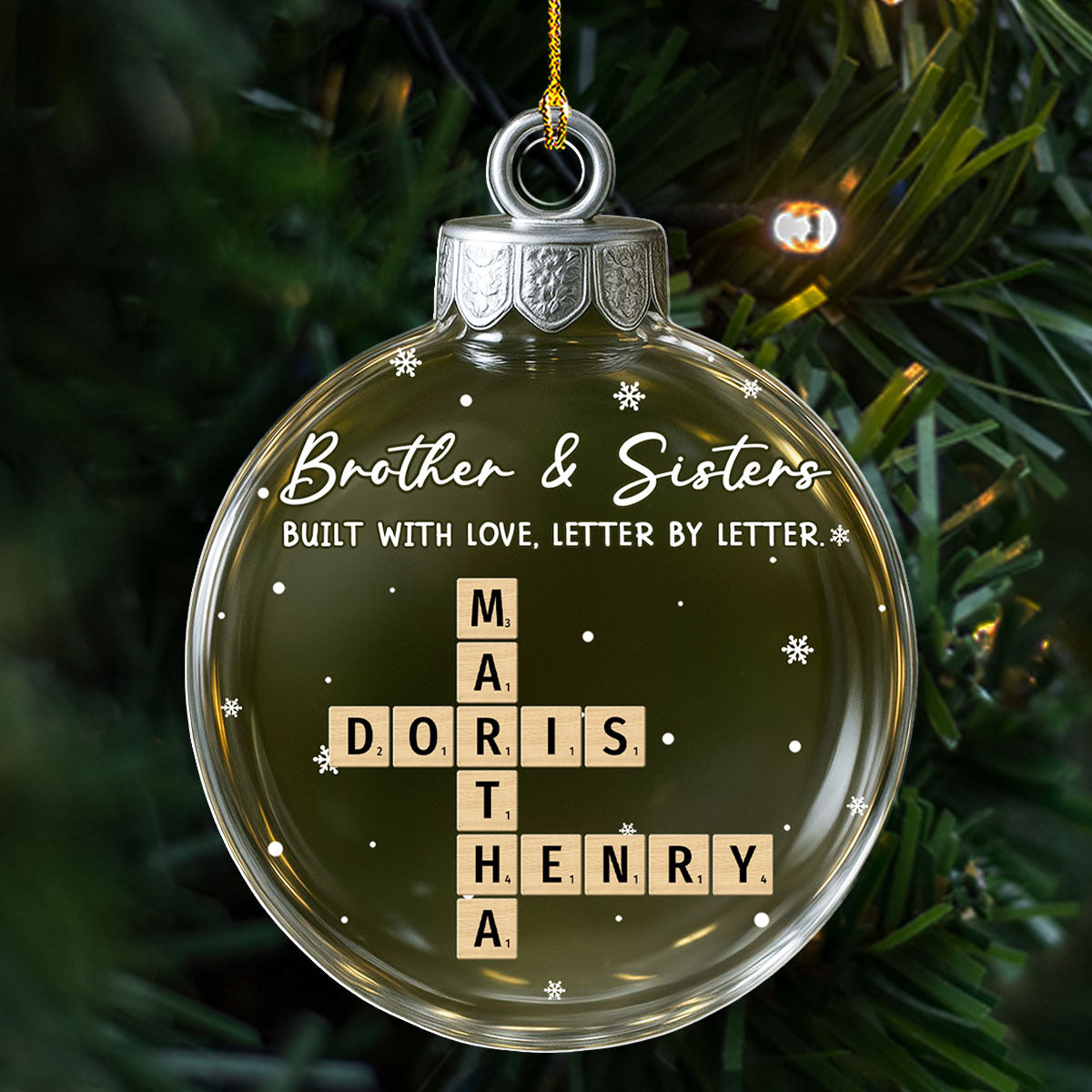 Custom Brothers & Sisters Christmas Ornament •  Love Grows In Every Piece - Personalized Acrylic Ornament