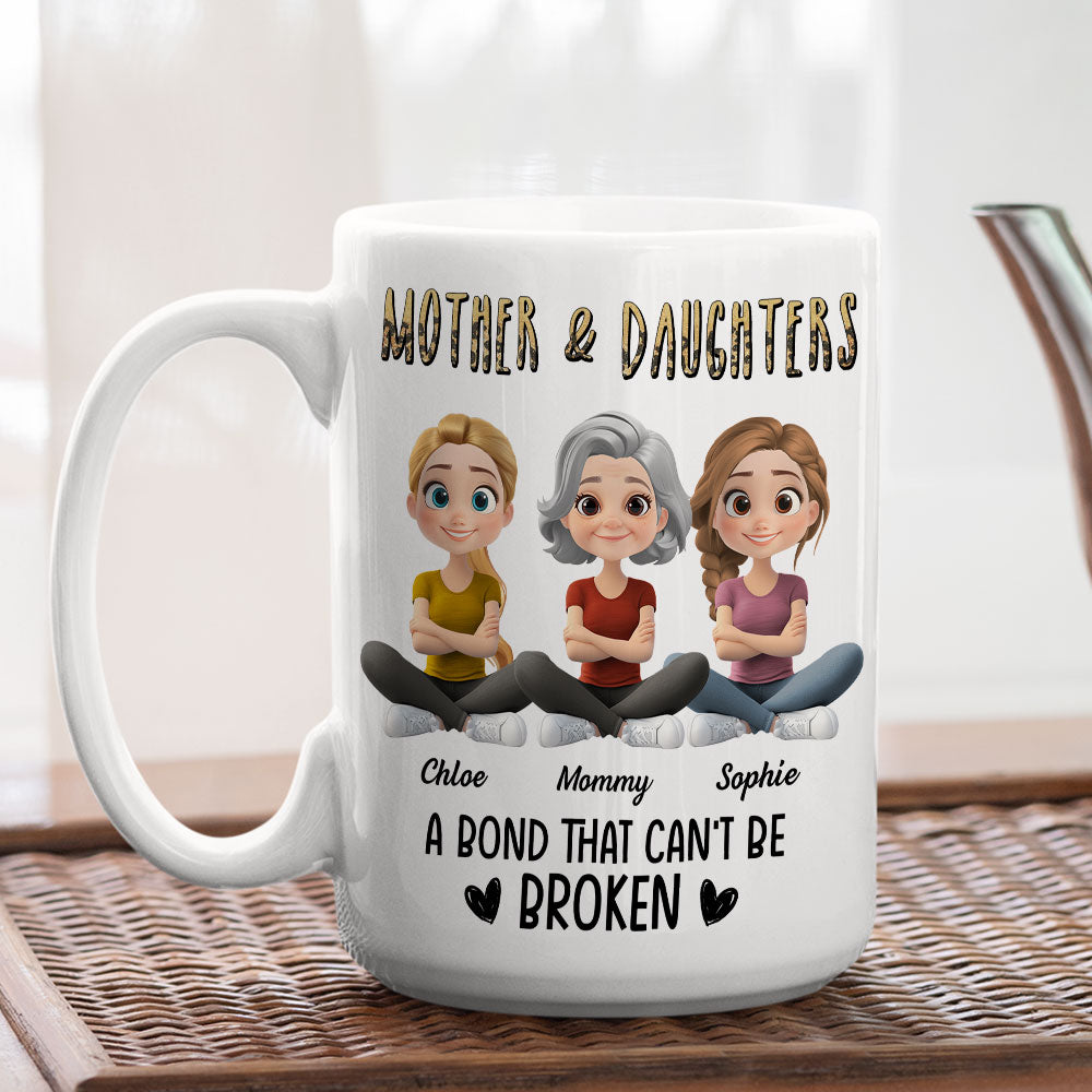 Custom Christmas & Birthday Gift for Daughter • A Bond That Can't Be Broken Cartoon - Personalized Coffee Mug