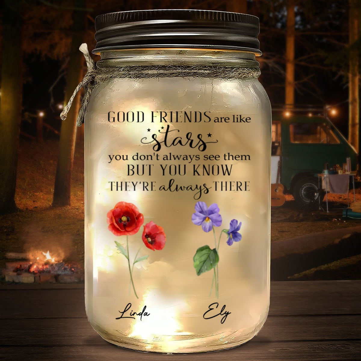 Friends Like Stars - Personalized Mason Jar Light