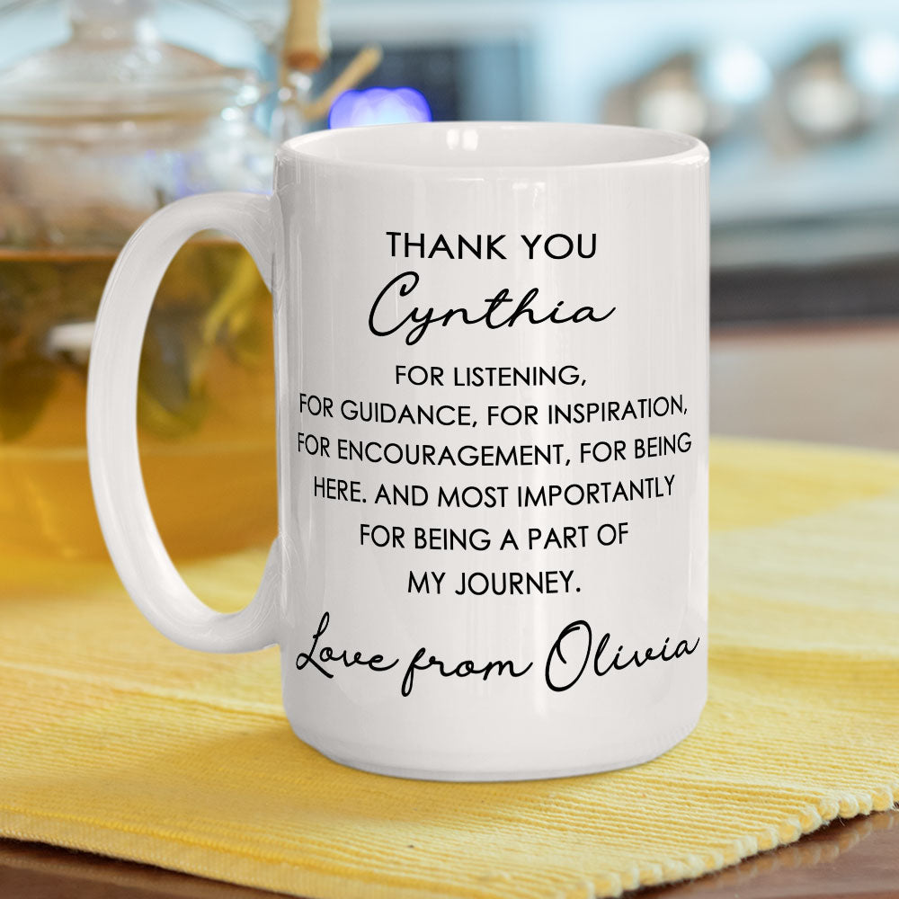 Custom Coworker, Christmas & Birthday Team Appreciation Gift • Thank You For Being A Part Of My Journey - Personalized Coffee Mug