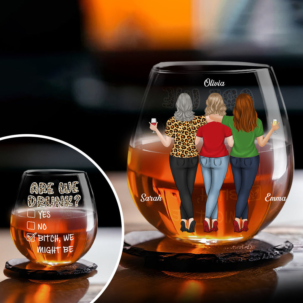 Alcohol Best Friends - Personalized Wine Glass