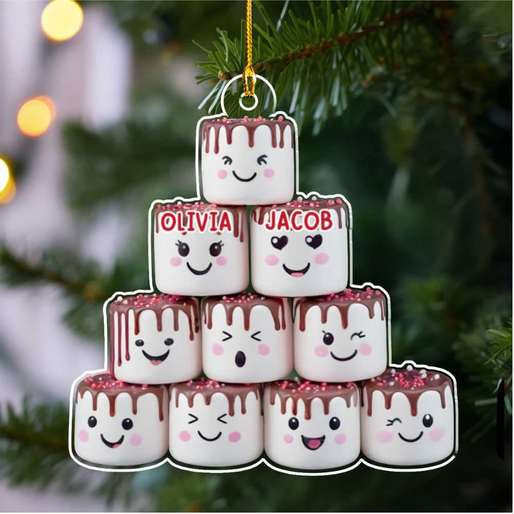 Custom Family Ornament, Christmas Gift for Family Members •  Marshmallow Family - Personalized Acrylic Ornament