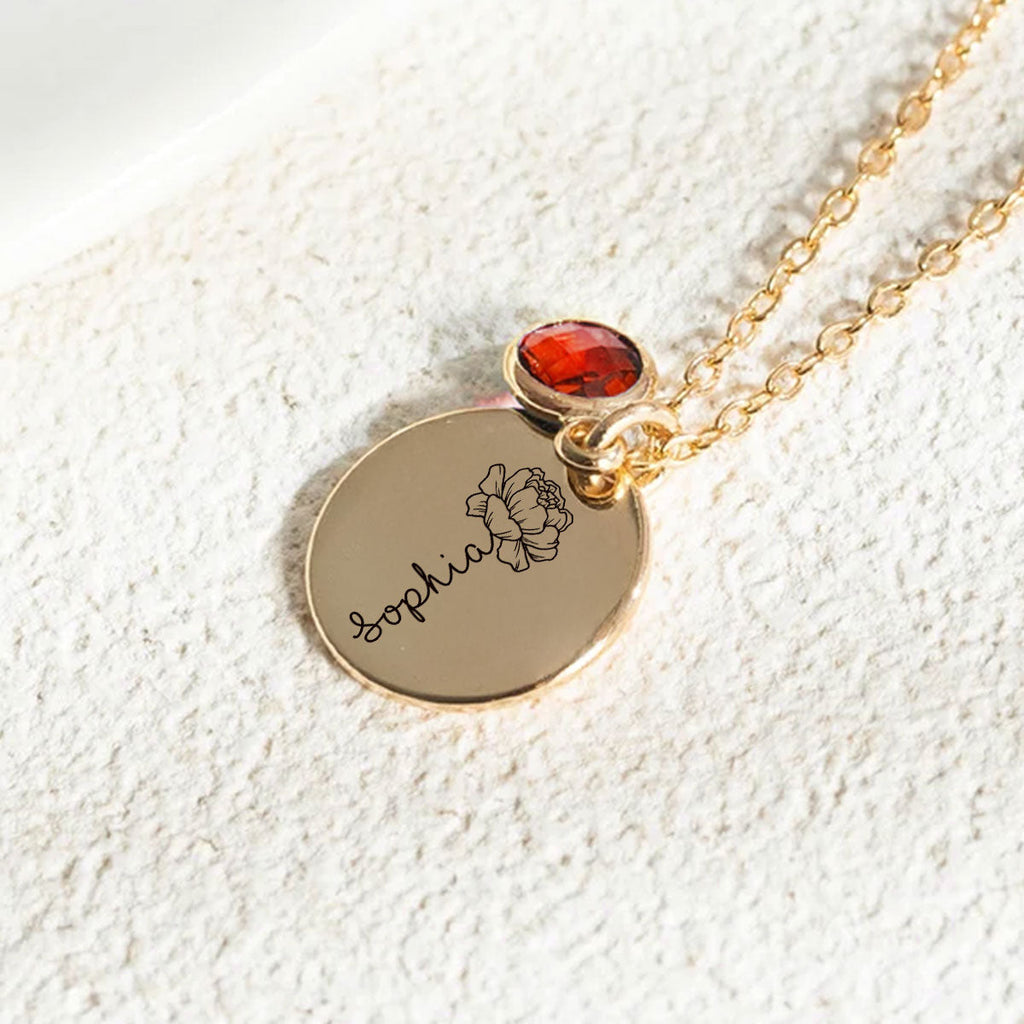 Name Flower - Personalized Birthstone Necklace