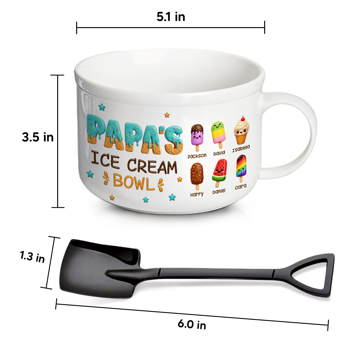 Grandpa Scoops With Love - Personalized Ceramic Bowl