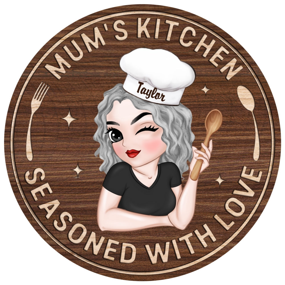 Custom Home & Wall Decor, Birthday & Christmas Gift • Mom Kitchen - Personalized Wood Sign