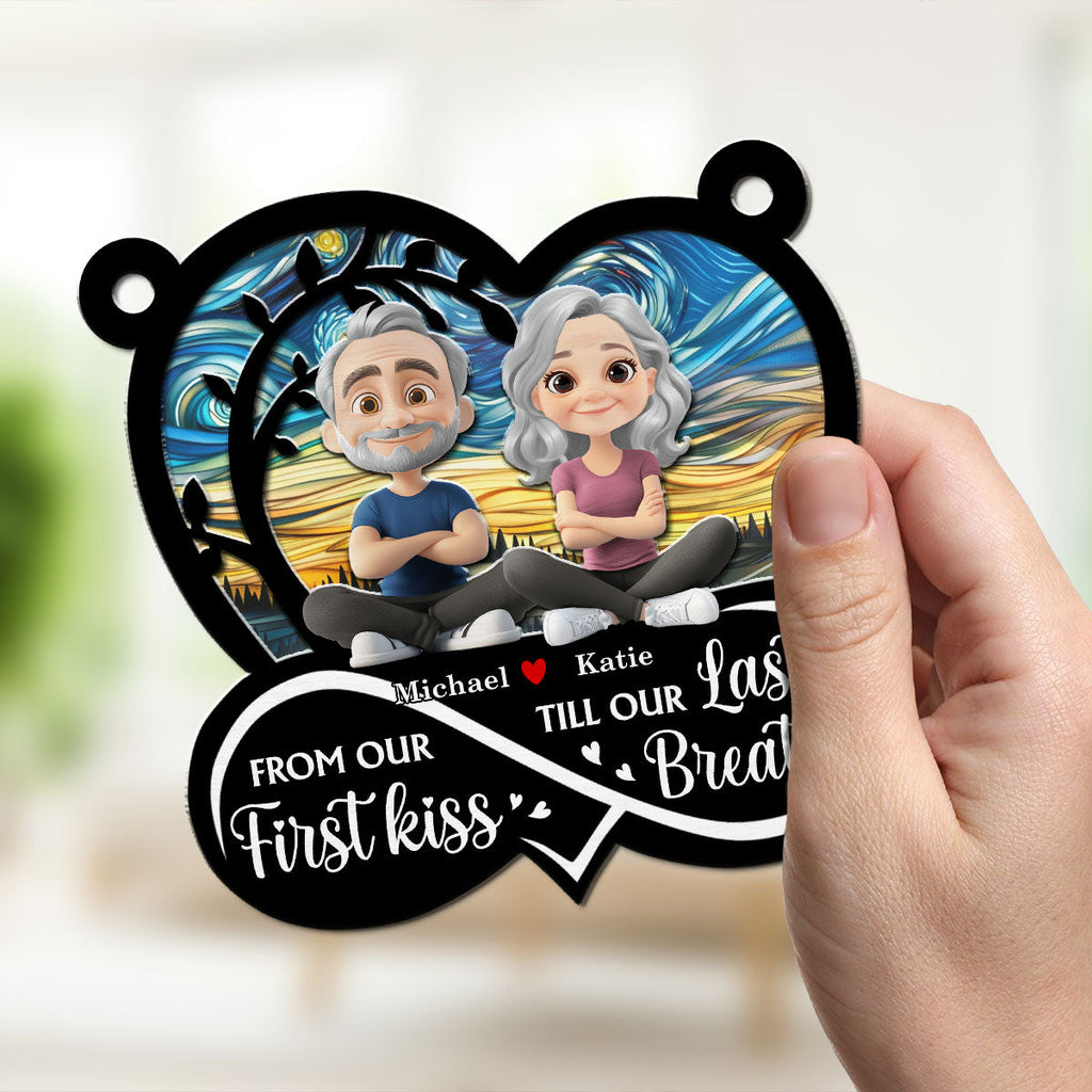 Custom Couple Hanging Decor, Anniversary Valentine's Day Gifts • Forever Love You - Personalized Suncatcher