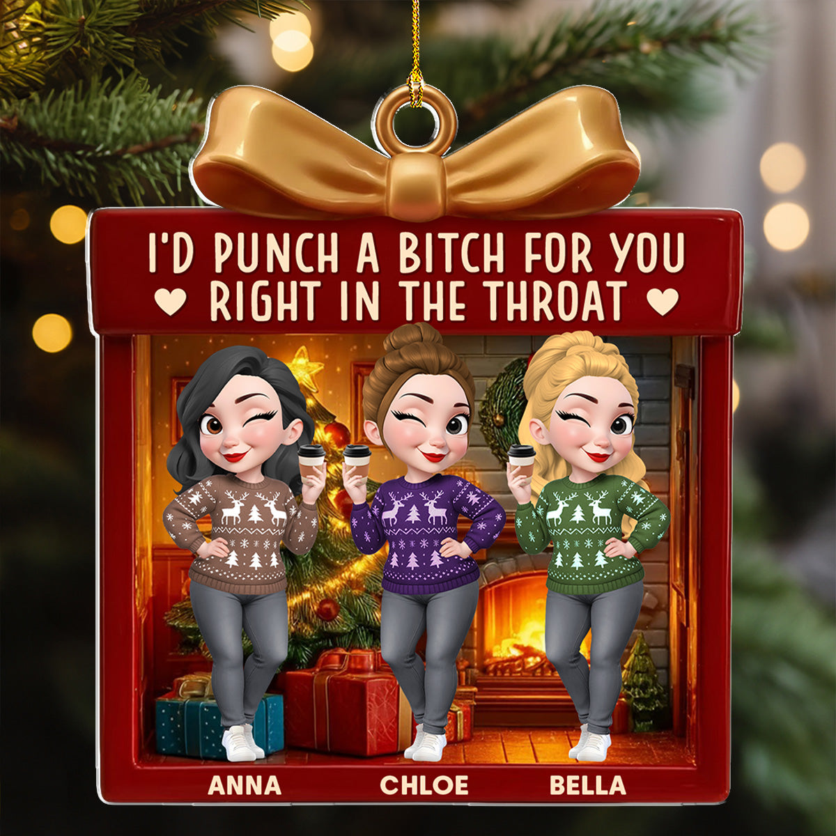 Custom Sister Christmas Ornament •  No Gift Better Than This - Personalized 3D Effect Acrylic Ornament
