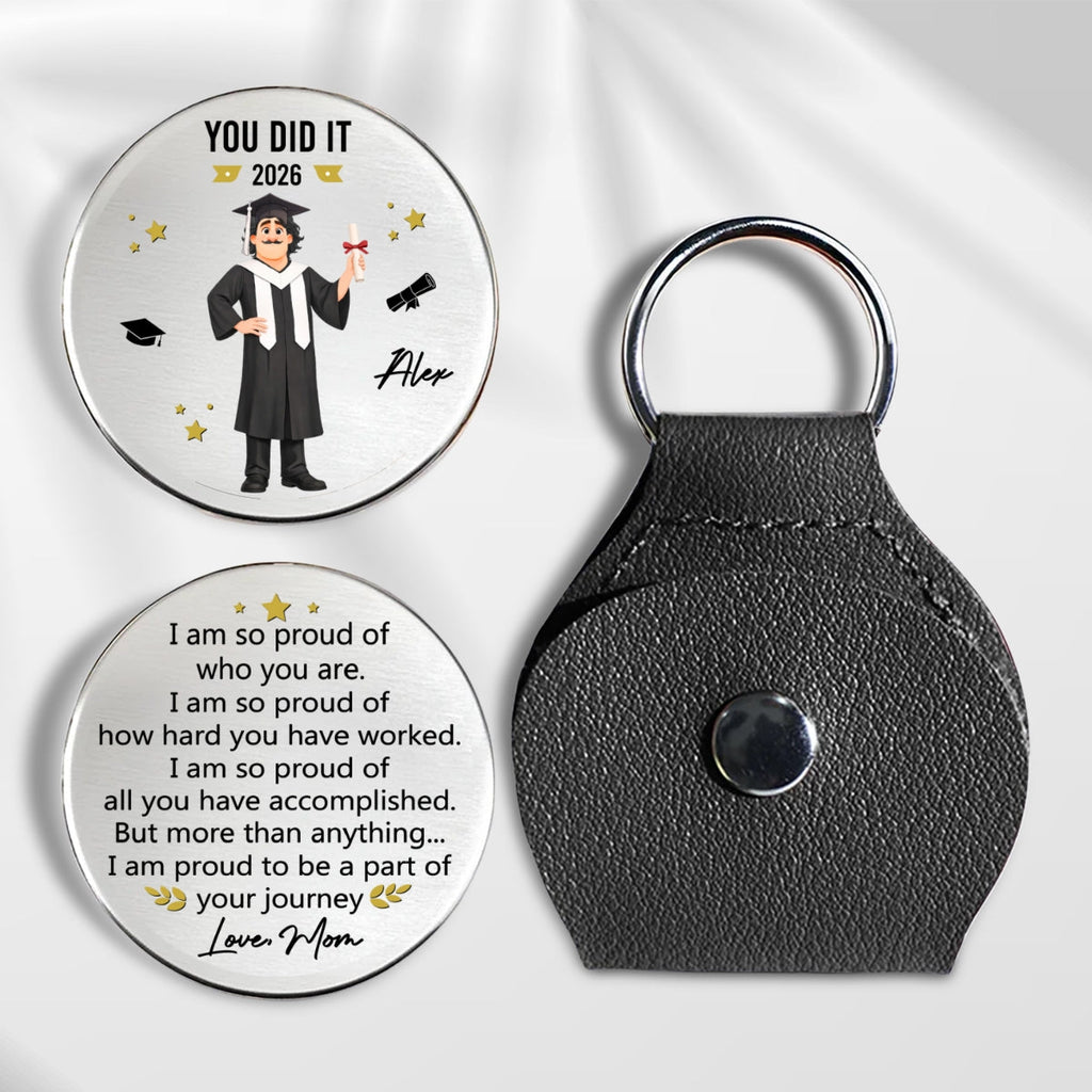 Custom Coin Keychain for Son, Father's Day Birthday Gifts • You Did It - Personalized Pocket Hug
