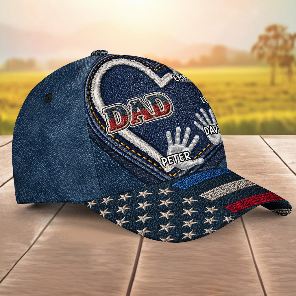 Grandpa And Grandkid's Hands - Personalized Classic Cap