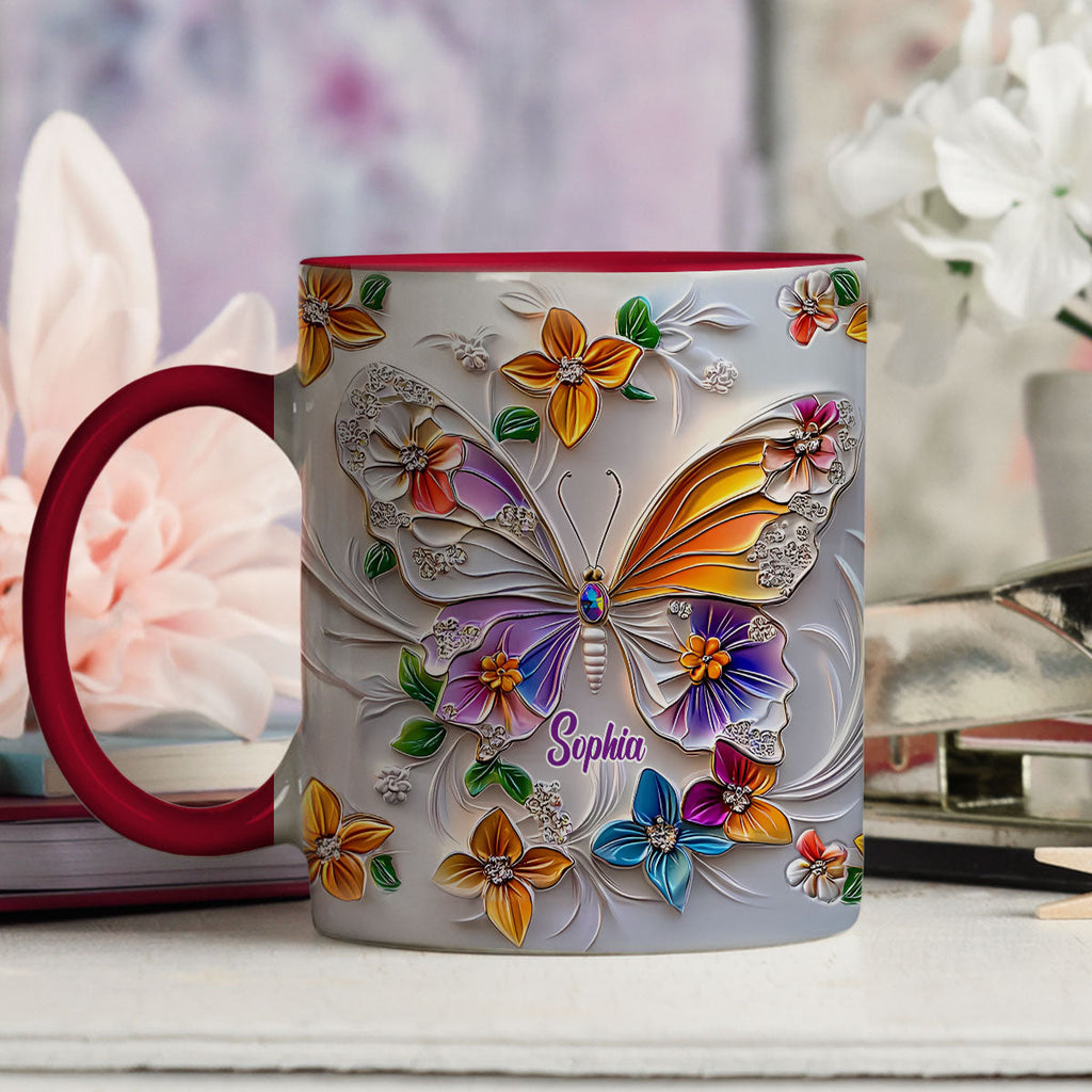 Custom Best Friend, Christmas & Birthday Friendship Keepsake Gift • Stunning Butterfly - Personalized 3D Inflated Effect Accent Mug