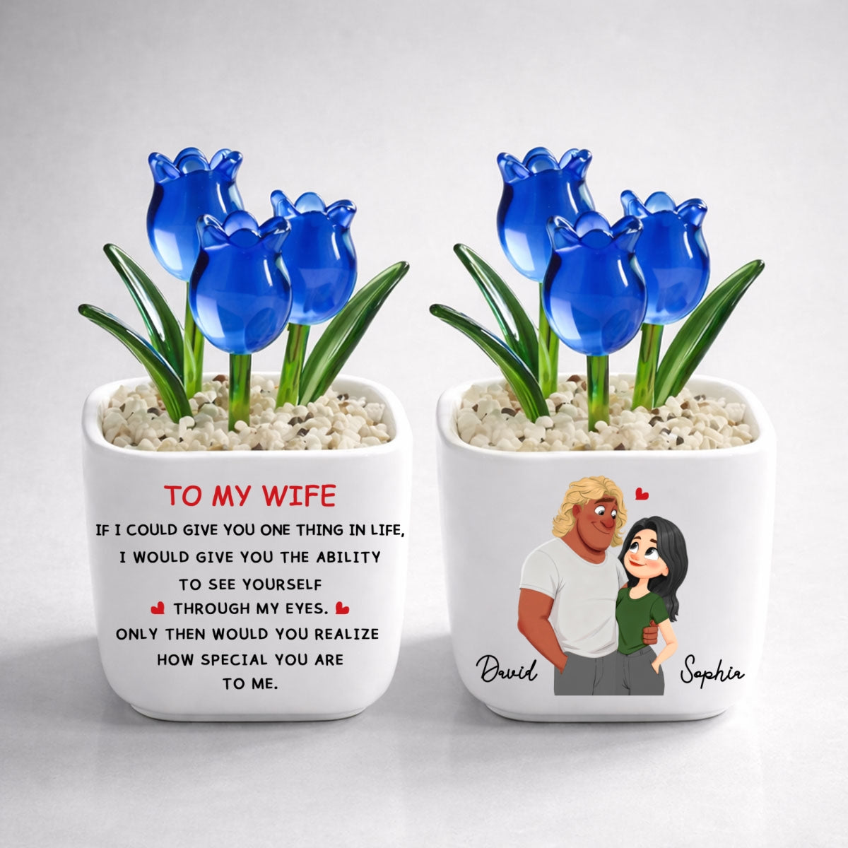 Custom Glass Flower Keepsake, Romantic Anniversary Gift for Wife • You Are Special - Personalized Glass Everlasting Tulips