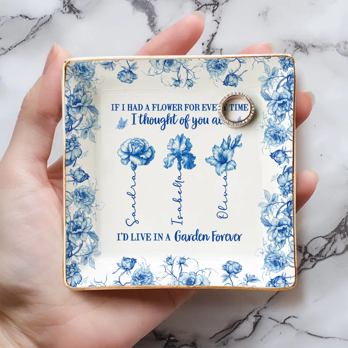 Custom Trinket Dish Gift for Friend, for Soul Sister • You Are My Forever Garden - Personalized Jewelry Dish