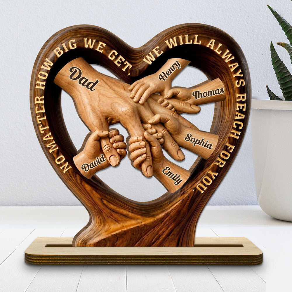 Custom Father's Day Decor, Gift for Dad & Grandpa • Always Looking Upward Dad - Personalized 2-Layer Wood Plaque With Flat Base