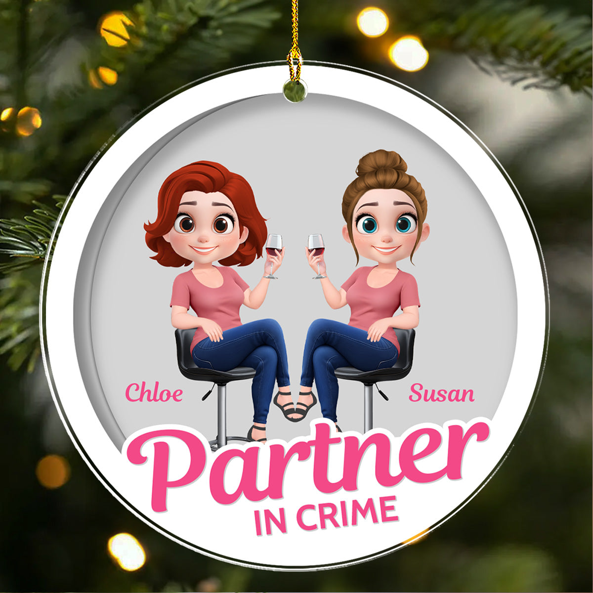Custom Friendship Christmas Ornament, Best Friend Gift •  Two Souls One Bond - Personalized Acrylic Ornament