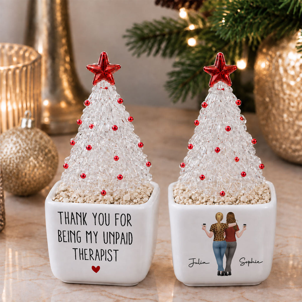 My Unpaid Therapist - Personalized Glass Christmas Tree