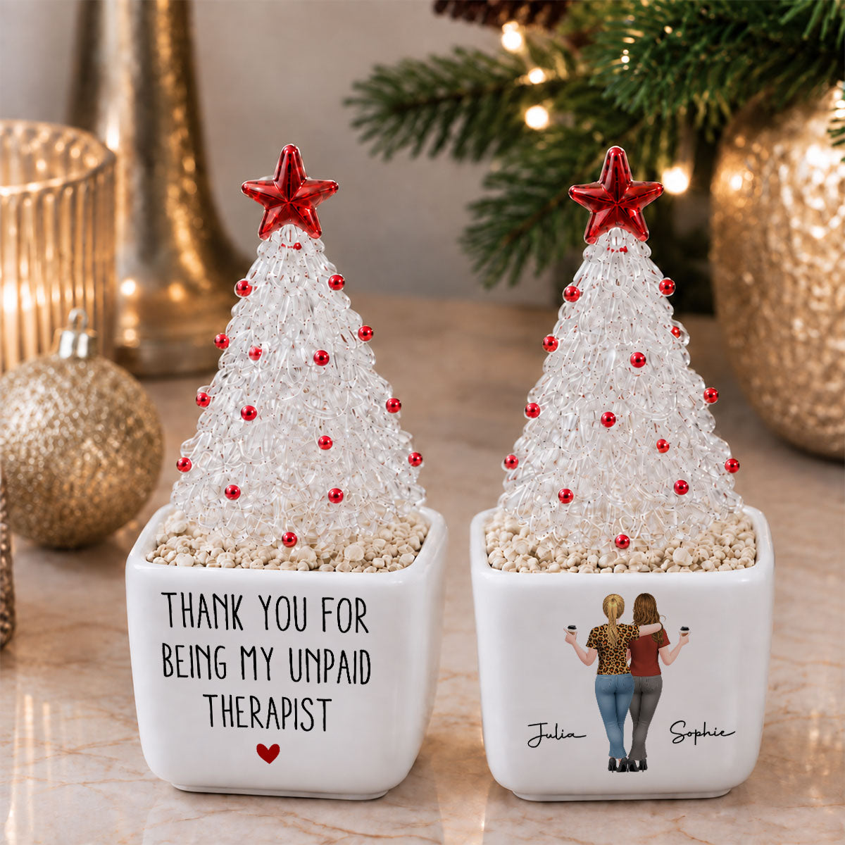 My Unpaid Therapist - Personalized Glass Christmas Tree