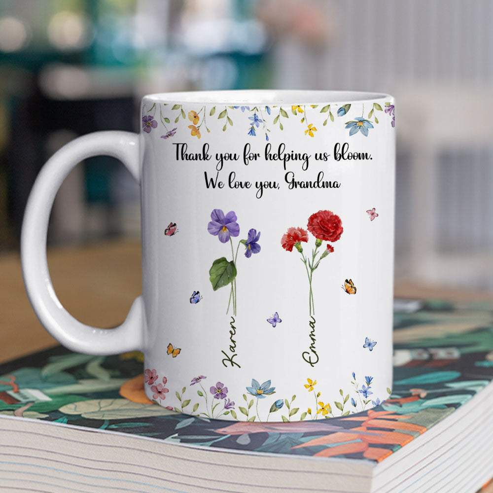 Custom Christmas & Birthday Keepsake Gift • Thank For Helping Us Bloom - Personalized Coffee Mug