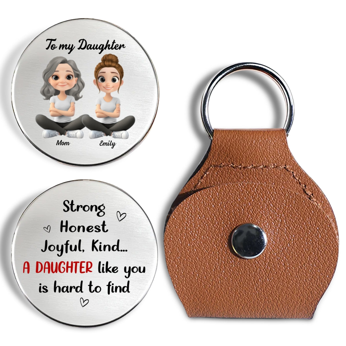 Custom Daughter Coin Keychain, Mother's Day Birthday Gifts • A Daughter Like You - Personalized Pocket Hug