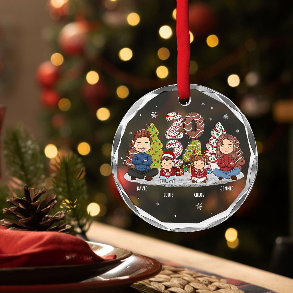 Custom Family Ornament, Christmas Gift for Family Members •  Family Cake - Personalized Glass Ornament