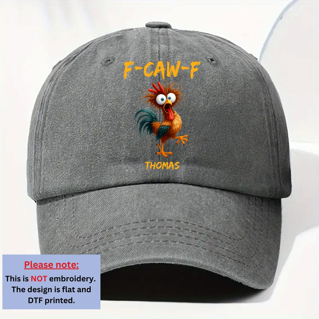 FCAWF Chicken Humor - Personalized Vintage Washed Denim Cap