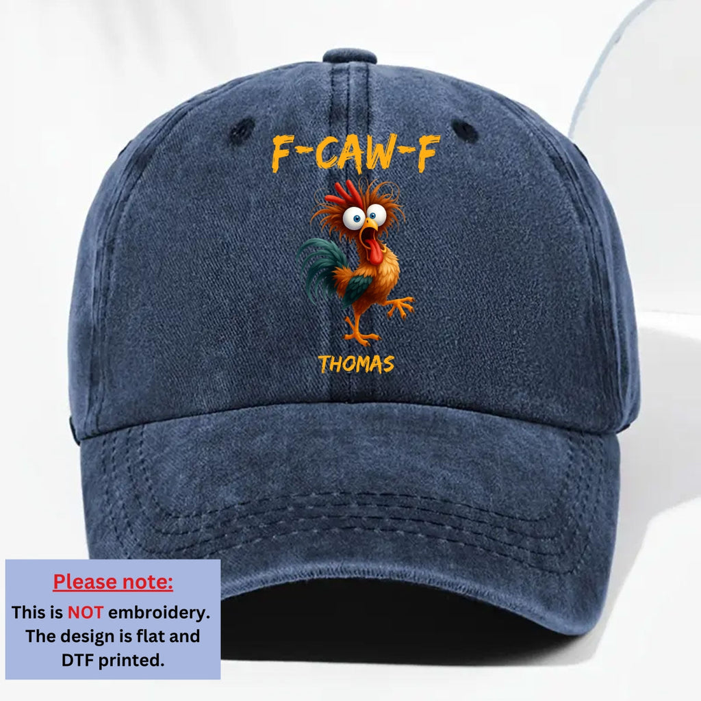 FCAWF Chicken Humor - Personalized Vintage Washed Denim Cap