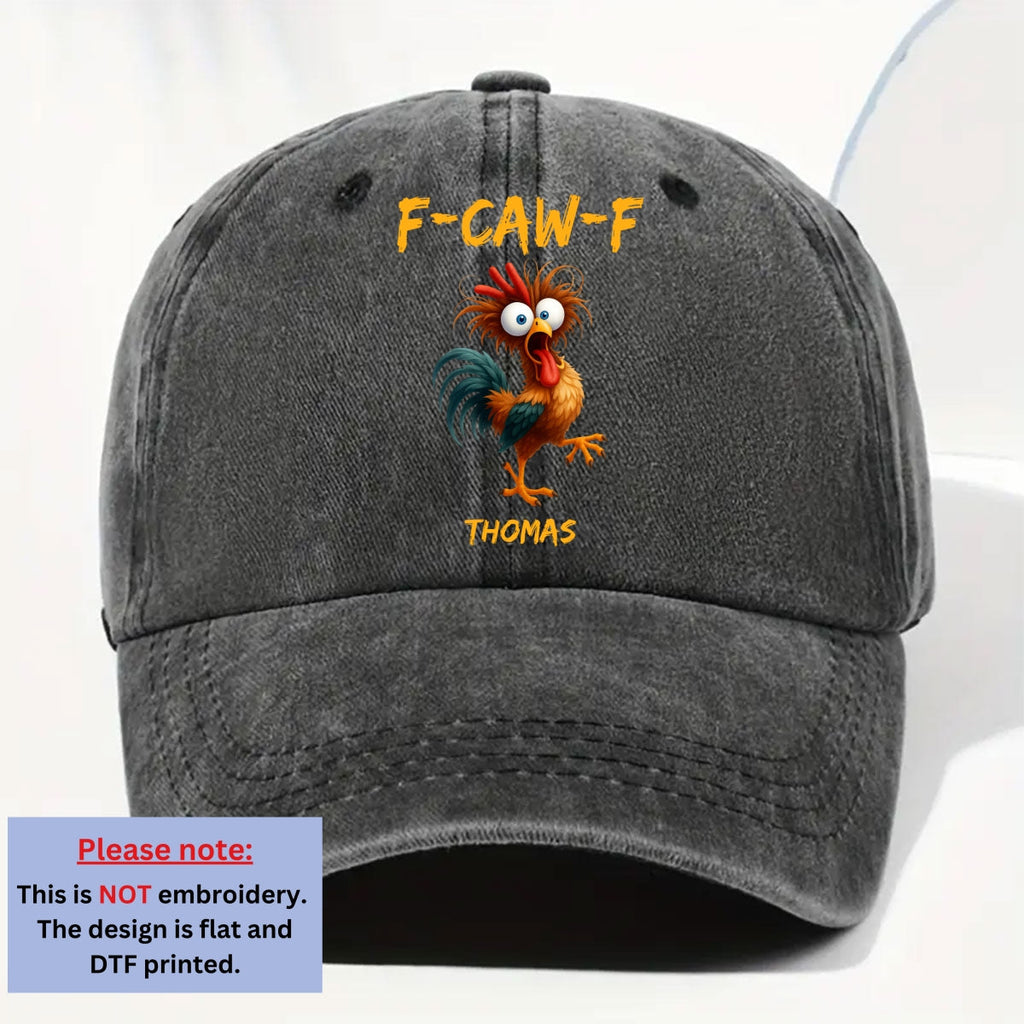 FCAWF Chicken Humor - Personalized Vintage Washed Denim Cap