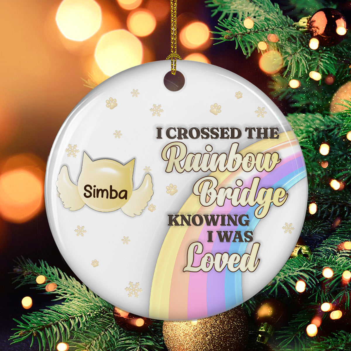 Custom Keepsake Christmas Ornament •  Crossed The Rainbow Bridge - Personalized 3D Inflated Effect Ceramic Ornament