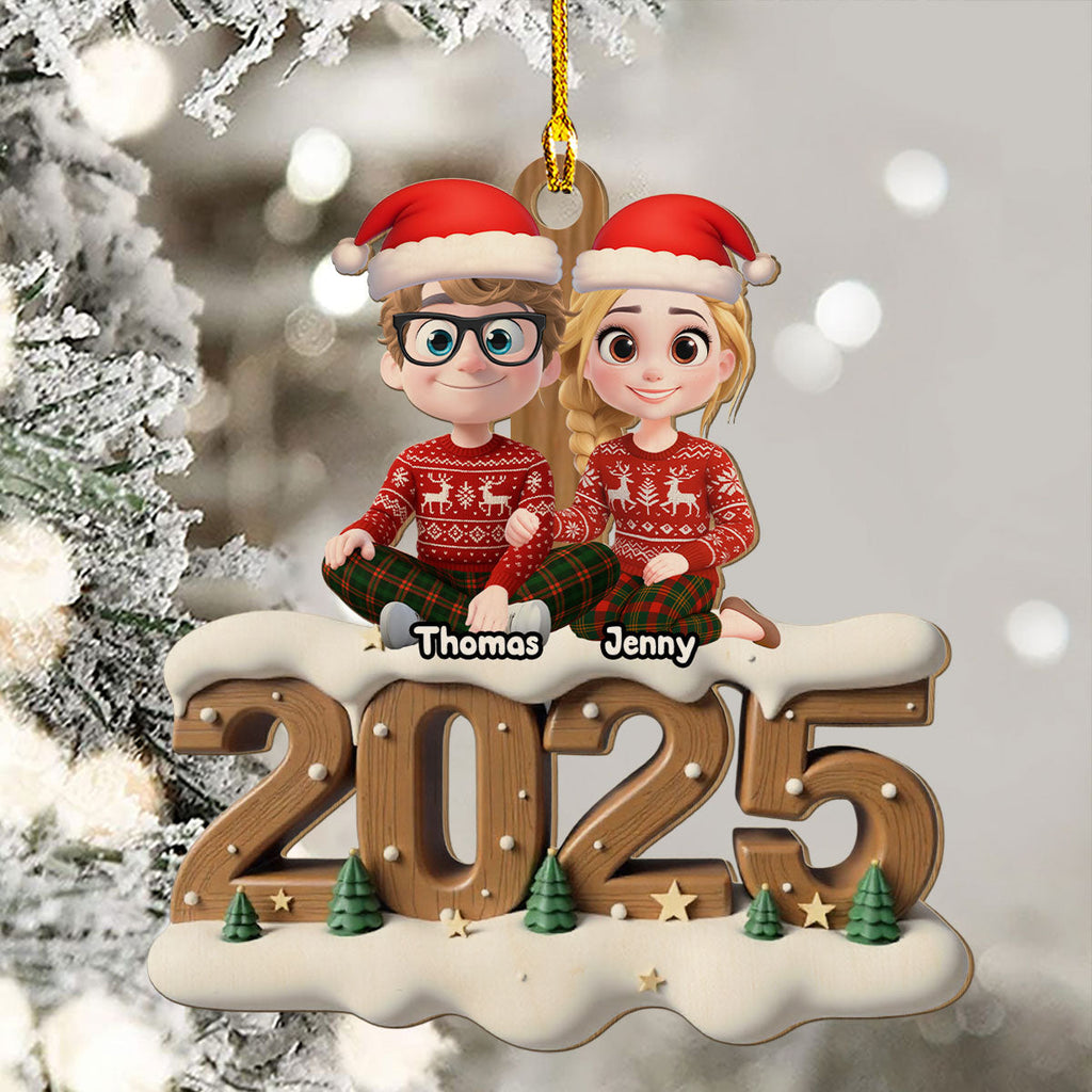 Custom Couple Christmas Ornament, Anniversary Gift •  Us From Now Onwards - Personalized 3D Effect Wood Ornament