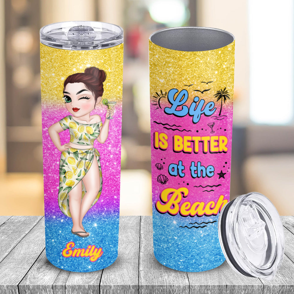 Better At The Beach - Personalized Skinny Tumbler