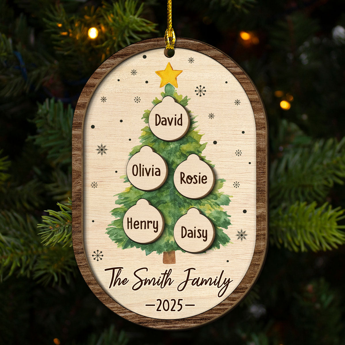 Custom Family Ornament, Christmas Gift for Family Members •  Home Is Where Roots Grow - Personalized 2-layered Wood Ornament