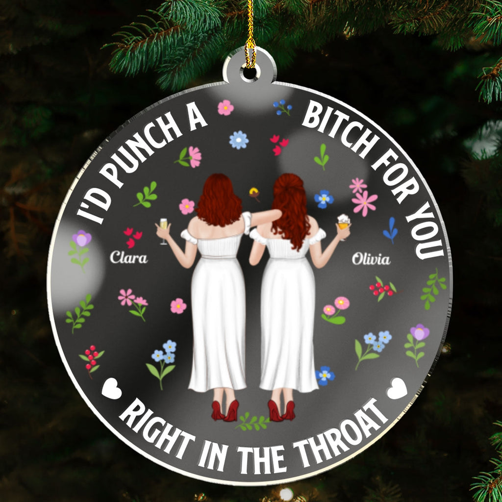 Custom Sister Christmas Ornament •  Punch Bitch Besties - Personalized Mirrored Acrylic Ornament