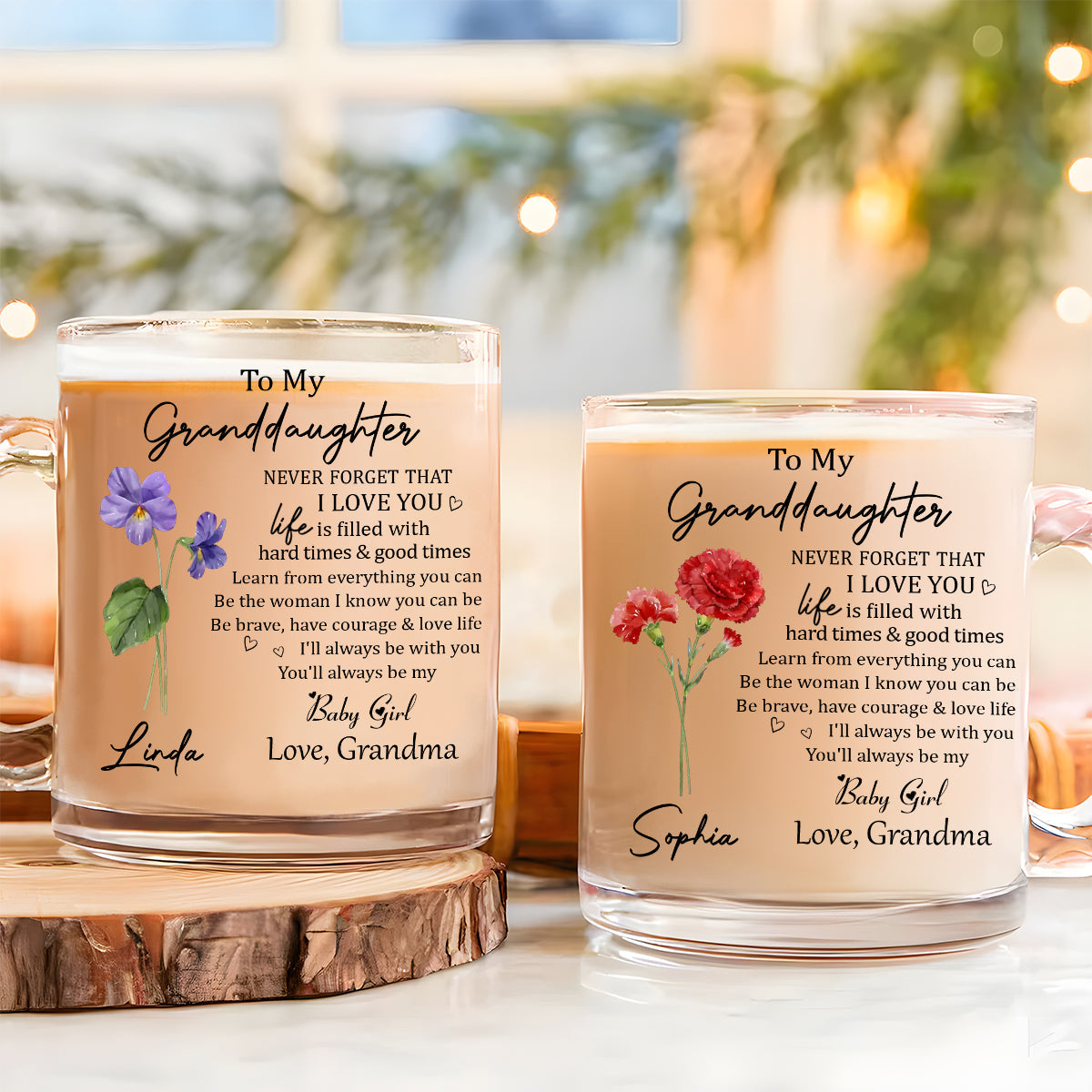 Custom Christmas & Birthday Gift for Granddaughter • Never Forget Granddaughter - Personalized Glass Mug