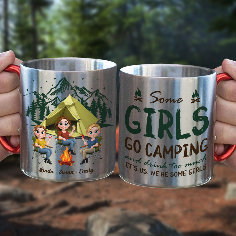 Custom Best Friend, Christmas & Birthday Friendship Keepsake Gift • Some Girls Go Camping - Personalized Carabiner Mug