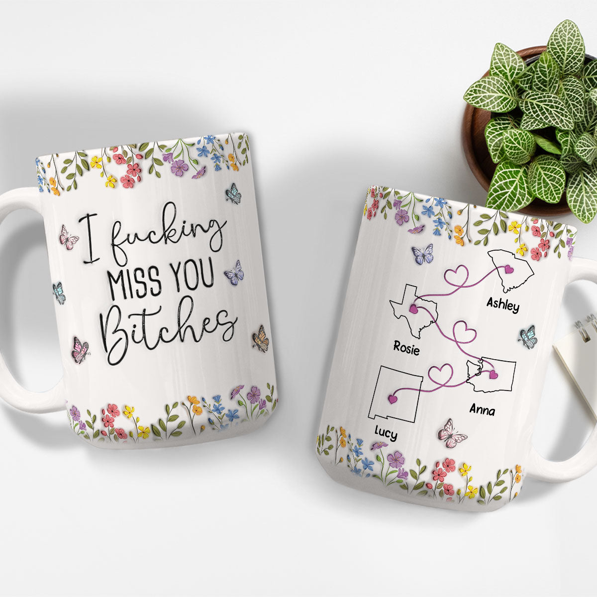 Custom Best Friend, Christmas & Birthday Friendship Keepsake Gift • I Miss You My Bestie - Personalized 3D Inflated Effect Mug