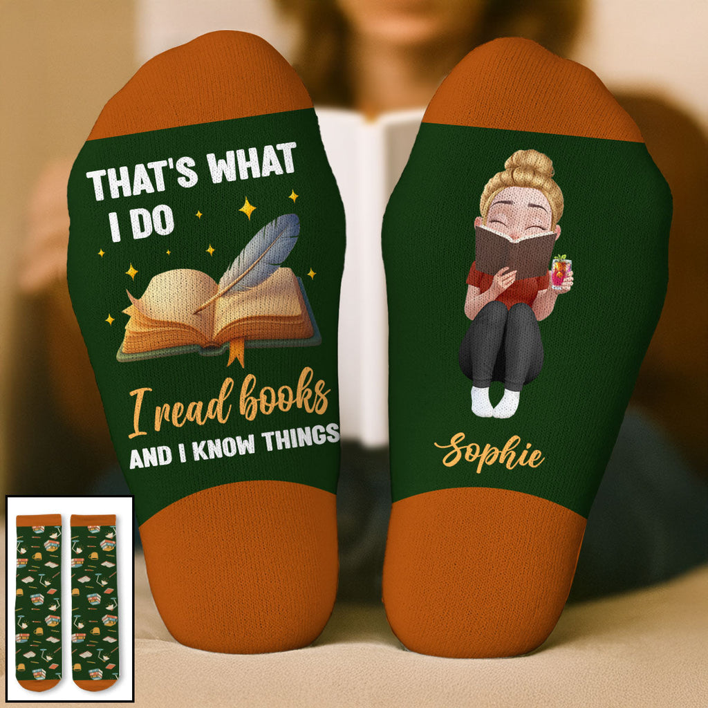 Custom Christmas Birthday Gift For Book Lovers, Bookworms, Readers • Just A Book Lover - Personalized Crew Socks