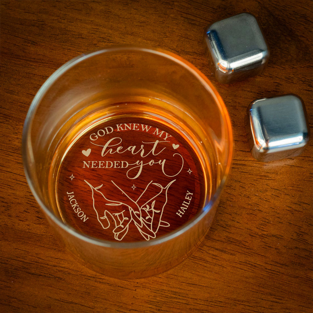 Custom Christmas Anniversary Birthday Drinkware Gifts for Husband • Only God Knew - Personalized Engraved Whiskey Glass