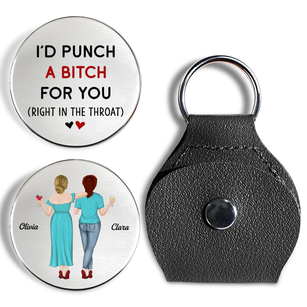 Custom Besties Coin Keychain, Friendship Birthday Gifts • Punch For You - Personalized Pocket Hug