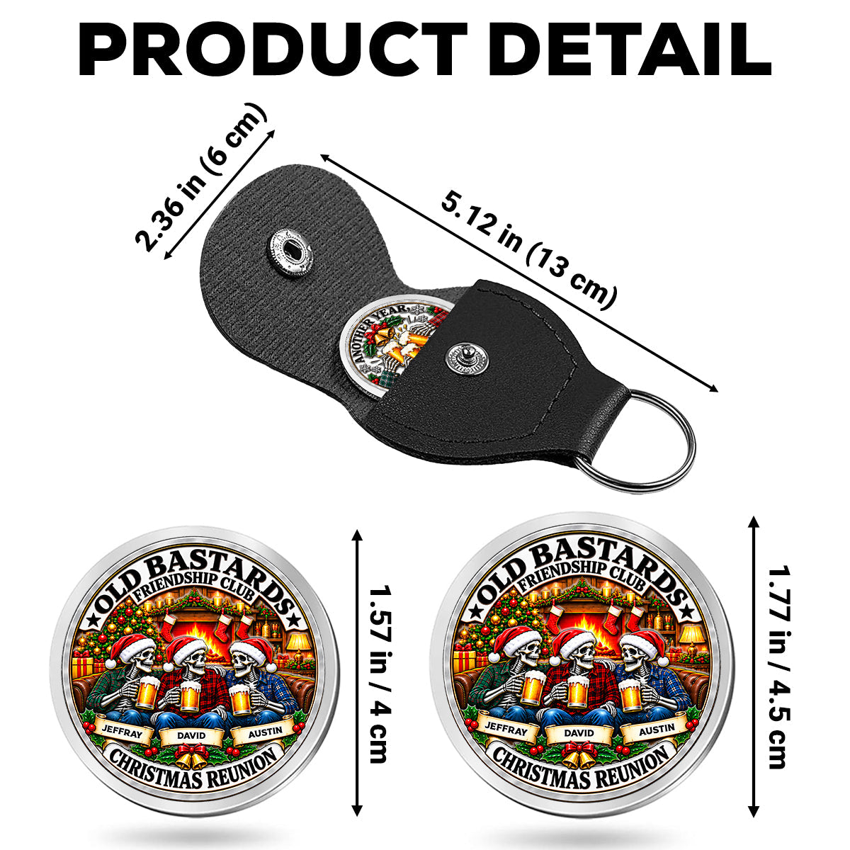 Custom Besties Coin Keychain, Friendship Birthday Gifts • Same Crew Same Christmas Chaos - Personalized 3D Printing Pocket Hug