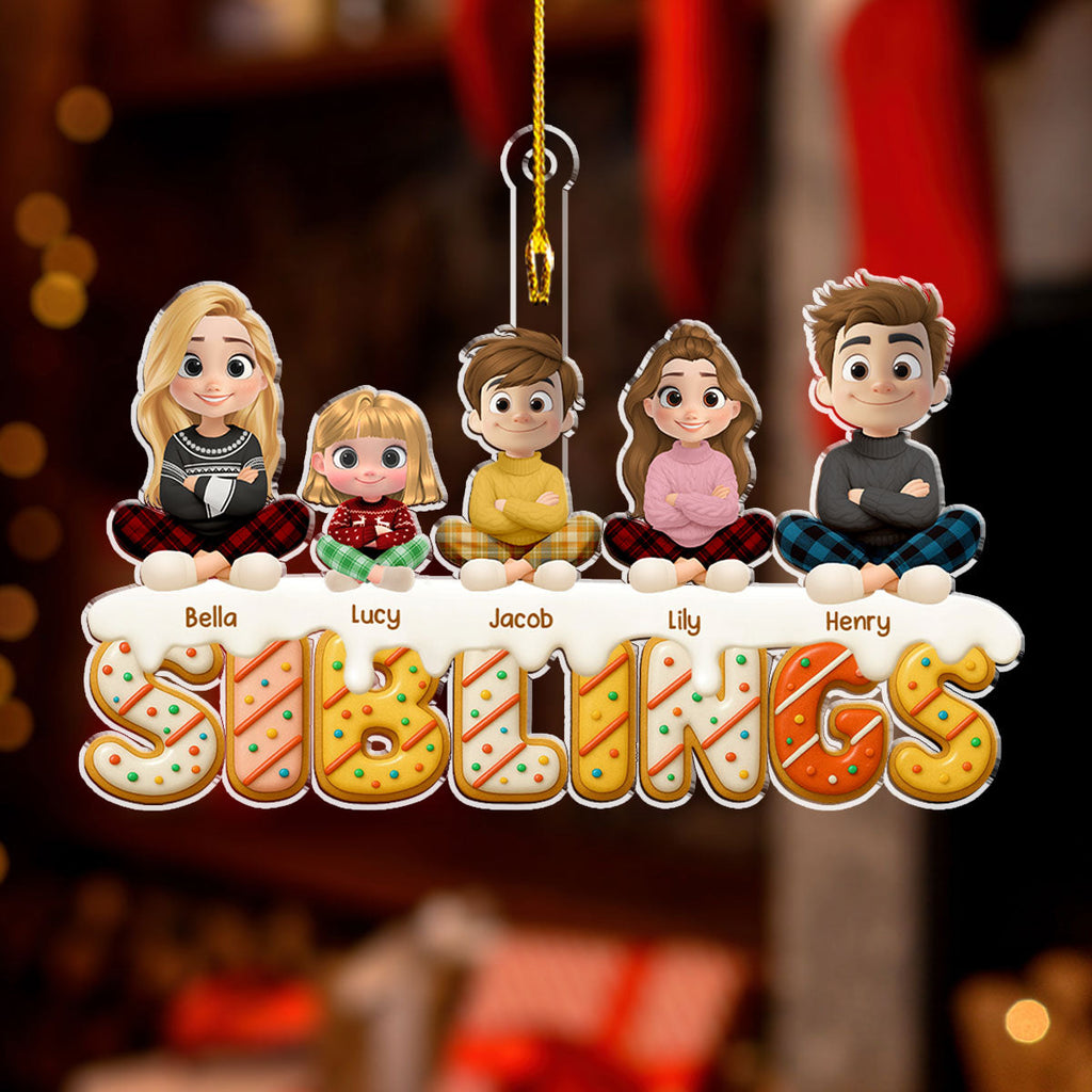 Custom Brothers & Sisters Christmas Ornament •  Siblings Forever Version 2 - Personalized Acrylic Ornament